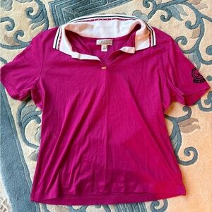 St.John Sport hot pink tennis polo top